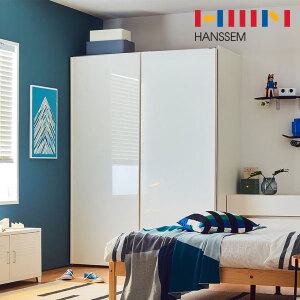 [한샘] 글로우 슬라이딩 옷장 화이트 하이글로시 1600 _행거형(2종/택1)