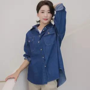 루즈핏 언발란스 데님셔츠 청남방 간절기 사계절용 데일리룩 오버핏