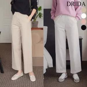 [엄마옷드리다] 여자 봄 가을 와이드 밴딩 빅사이즈 면 팬츠 중년여성 여자옷 40 50대 미시 캐.._P35491...