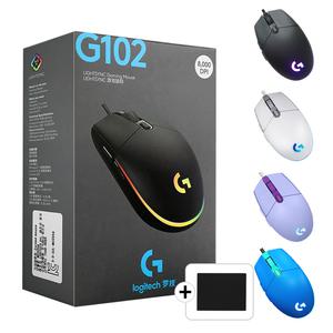 G102 유선 게이밍 저소음 마우스 게임용 게임 컴퓨터 사무용 병행 정품 +패드