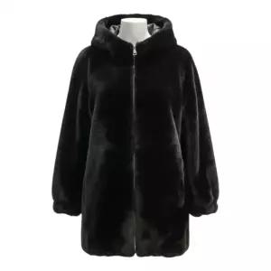 [롯데백화점]페이지플린 후드 페이크 퍼 하프 코트 F5DFU003