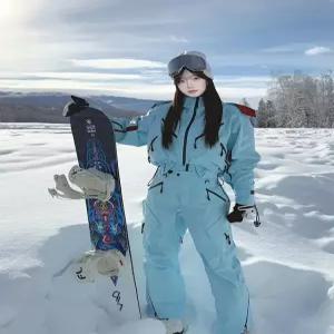 스노우보드복 점프슈트 오버롤 방한 다운 통기성 수트 스키 슬림 고탄성