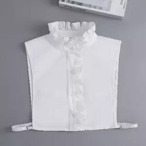 여성 레이스 차이나넥 코튼 페이크카라 이너 블라우스