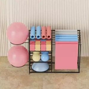 짐볼 거치대 요가매트 소도구 보관대 진열대 헬스장 블랙 폼롤러 휠 수납대