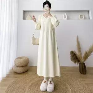 니트롱원피스 크림화이트 오버핏 가을 겨울 롱원피스