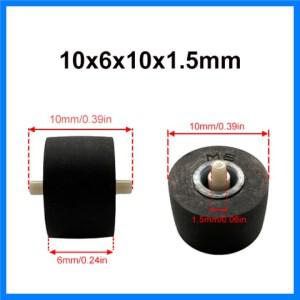 테이프 레코더 용 샤프트가있는 10x6x1.5x10mm 고무 핀치 롤러 휠 압력 카세트 데크 무브먼트 오디오 부품