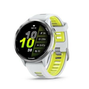 Garmin Forerner 970, 프리미엄 GPS 러닝 및 트라이애슬론 스마트워치, AMOLED 디스플레이, 내장 LED 손전등, 티타늄 화이트스톤 케이스, 화이트스톤/투명
