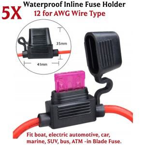 5팩 방수 인라인 퓨즈 홀더 12 게이지 와이어 차단 스위치 30A 맞춤 보트, 전기 자동차, 해양, SUV