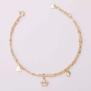 14K gold 루루왕관 골드 로즈골드 두줄 체인 금 팔찌