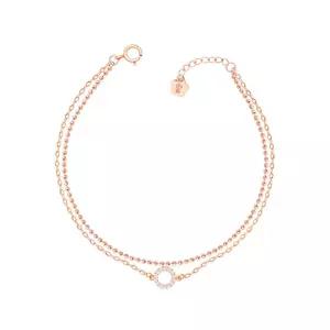 14K 라운드 볼 큐빅 체인 로즈골드 두줄 체인 금 팔찌