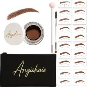 여성용 눈썹 스탬프 스텐실 키트 오번 방수 및 번짐 방지 브로우 세트 재사용 가능한 쉐이핑 24개 오래