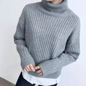 [의류] 여성용 골지 터틀넥 니트 스크랩 목폴라 긴팔 티셔츠