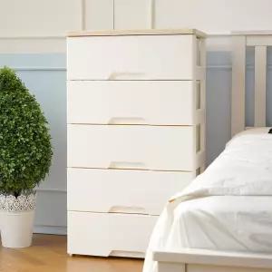 보노하우스 모던플러스 우드상판 서랍장 5단 플라스틱 수납 정리함