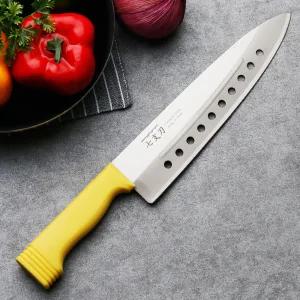 일본 칠지도 타공 주방칼 노랑 식도 식칼 김치 김밥 업소용 부엌 칼
