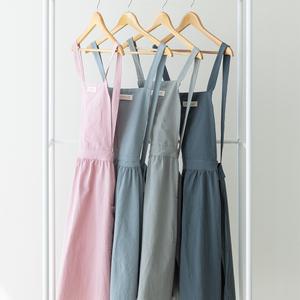 할메이드 원피스형 주방 린넨 네일샵 까페 어린이집 프릴 앞치마