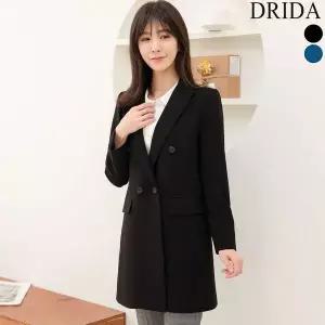 [하프클럽/]엄마옷 봄 슬림 더블 정장 스판 고급 롱 자켓 블루 블랙 40대 미