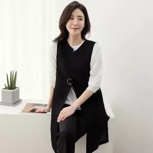 [하프클럽/] DV21204 엄마옷 여성 정장 조끼 여름 빅사이즈 장식 롱 베스트 40-5