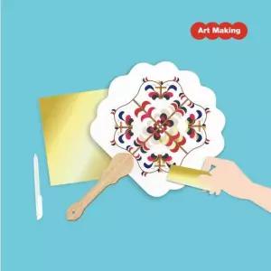 뮤지엄 인 핸드 금박으로 꾸미는 꽃 문양 한지 부채 명절 인싸템