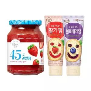 복음자리 45도 딸기잼 +짜먹는 딸기잼 +블루베리잼 (총3개)