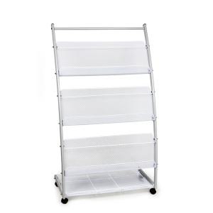 3단 바퀴형 잡지꽂이(그레이) JH-602 잡지 신문 진열대 거치대 선반 수납장 책장 책꽂이 신문꽂이