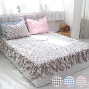 국내산 미니체크 숏프릴 스커트형 침대 매트리스커버