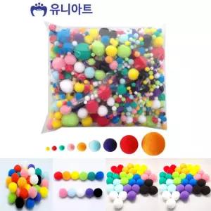 유니아트 퐁퐁 크기 색상 혼합/만들기재료/구름솜/폼폼이/뿅뿅이/공예재료/솜공/DIY/컬러퐁퐁/퐁퐁이/재료