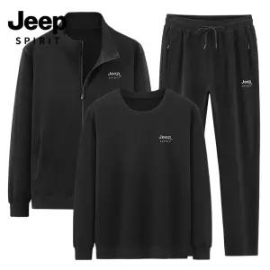 JEEP SPIRIT 빅사이즈 트레이닝 세트 남성 집업 트레이닝 자켓+라운드맨투맨+바지