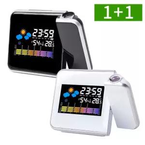 [1개+1개] 프로젝션빔 무소음 LED 탁상시계 디지털 날짜 온도 알람 시계