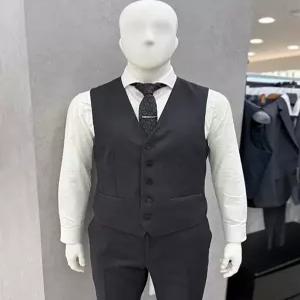 [모다아울렛][트루젠]남성 기본핏 울 혼방 3피스 투톤 멜란지 차콜 기본 정장 양복 조끼 베스트 단품_JK