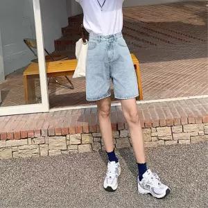 여성 와이드 청반바지 하이웨이스트 데님팬츠 2컬러 4부 5부 여름바지