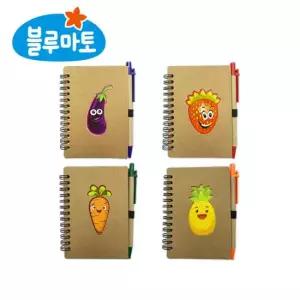 블루마토 과일채소 유선 스프링수첩 볼펜 세트 중형 2세트