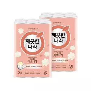 깨끗한나라 천연펄프 3겹 허브가든 가드니아, 27m, 30롤, 2개
