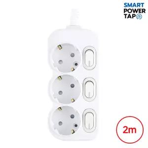 스마트파워탭 국산 LED 개별 절전 스위치 3구 2m 멀티탭 / 전기 연장선 안전 멀티 콘센트