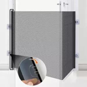 강아지 슬라이딩 안전 칸막이 130x79cm 무타공 울타리 안전문 현관문 펜스 블랙 화이트