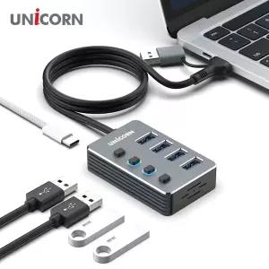 유니콘 NH-400SW 개별스위치 4포트 USB허브 USB3.2 Ge/PC/다용도/다목적/회사/사무실/오피스/가정용/학교