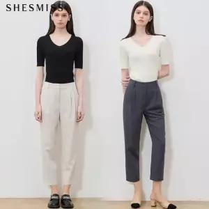 SHESMISS)] 컴포트 백 밴딩 투턱 팬츠 택가격 158000원)