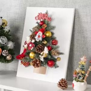 플라워트리 크리스마스 액자 트리 벽 장식 아기인형 캔버스A 40cm