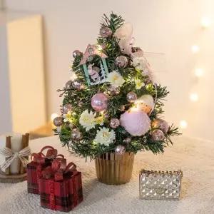 플라워트리 크리스마스 미니트리 화분 핑크 글로시 34cm 장식