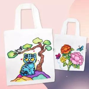 민화 미니 에코백 만들기 (작호도,모란도,전통,문화유산)