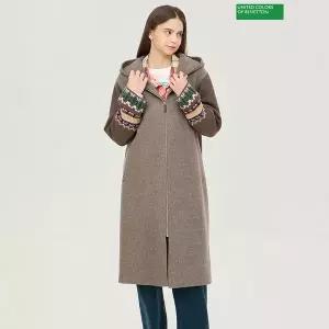 [베네통] 패턴 롱 후드 코트 BACT62461_P410650730