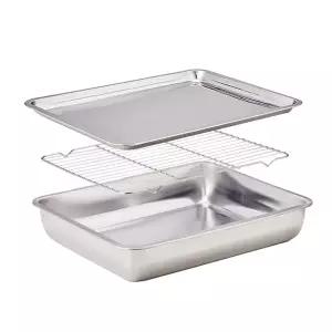 밧드 3종 세트 대 바트 사각트레이 거름망/반찬/보관/사각/용기/저장/업소/통/뚜껑/음식/업소용/스텐레스