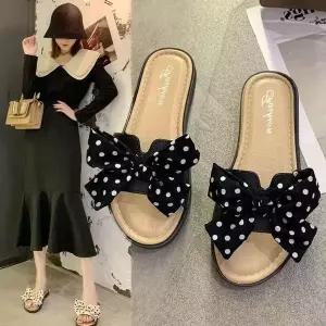 [하프클럽/]여성 리본 슬리퍼 발편한 실내화 사무실