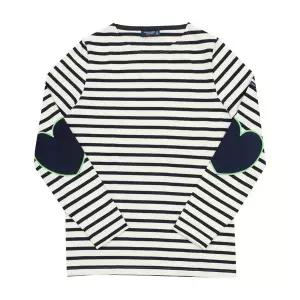 [세인트제임스] 8649 ECRU MARI TONIC 보쟈니 스트라이프 엘보 하트 패치 여성 긴팔티