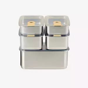 스텐락 스냅 국내산 스텐 밀폐용기 데일리 5p세트