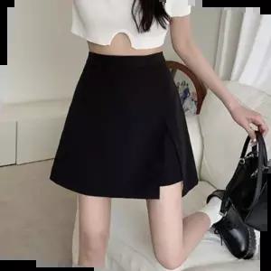 여성 검정 치마바지 여름 트임 랩스커트 학생 20대