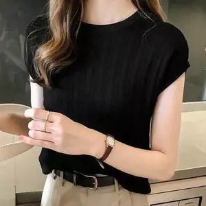 [제이프로젝]여성 시원한 여름 쿨 니트 소재 데일리 나시 티셔츠 여성티셔츠 여자맨투맨 라운드티 카라티