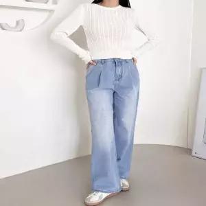 WSF2004 MY86HF95 핀턱 2JMM 워싱와이드 루나 데님청바지 여성