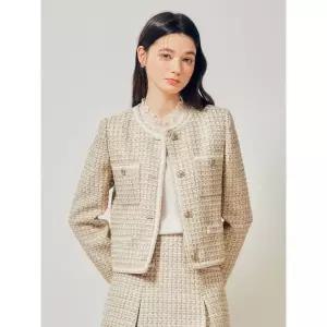 [JJ지고트](광주신세계)트위드 라운드넥 크롭 재킷 GR2M0JK901