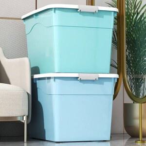 초대형 리빙박스 300리터 인형 350리터 수납상자 옷정리 대용량 보라색 이사 사륜