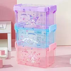 산리오캐릭터즈 아크릴 미니 수납함 3P 캐릭터 소품 정리함 책상 수납